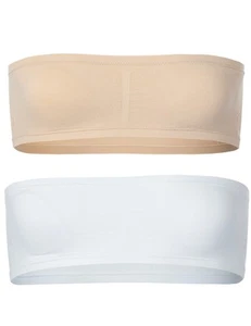 Seamless Bandeau Bra 2 Pack White Nude L for Girls Comfortable Underwear - Picture 1 of 6