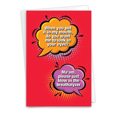 Humor Funny Breathalyzer Birthday Card - Friend Her Him Sarcasm Nobleworks - Image 1 of 2