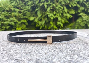 GUCCI Cinturón Minimal Cuero Negro Tono Dorado Hebilla Mujer 80 (32) CAÑA USADA - Imagen 1 de 18