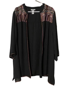 CATHERINES Cardigan Women’s 1X Open Front Black Semi-Sheer 3/4 Sleeves Comfort - Picture 1 of 18