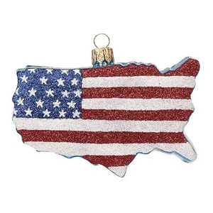United States Country Flag Polish Glass Christmas Ornament USA Decoration - Picture 1 of 2