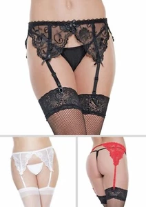Plus Size French Lace Garter Belt Adjustable Hook Closure Garterbelt Womens OSXL - Picture 1 of 15