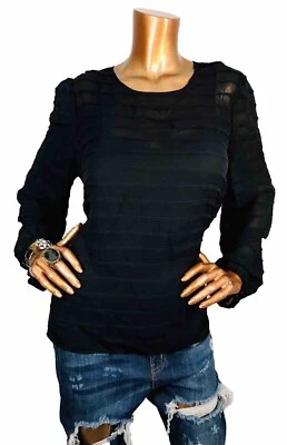 Talbots 14w or L Top NWT $149 Black Sheer Blouse W/Cami Long Slvs Crew Silk - Image 1 of 4