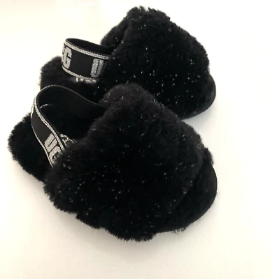 Zapatillas UGG Fluffy Yea Negras Esponjosas Elásticas con Cordón Niños Pequeños Talla 6 Foto 1 de 4