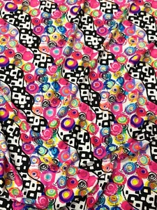 Retro Mehrfarbig Kreis Abstraktes Design auf 4-Wege Stretch Nylon Elasthan Stoff - Bild 1 von 4