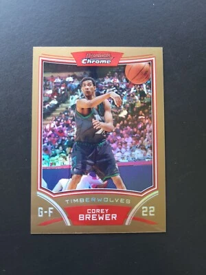 2008-09 Bowman Draft Picks & Stars Chrome Gold Refractor /50 Corey Brewer #17 - Image 1 of 4
