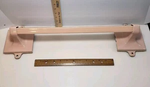 Pink Porcelain Enamel Cast Iron Bathroom Towel Holder Bar Fixture Vintage MCM - Picture 1 of 13