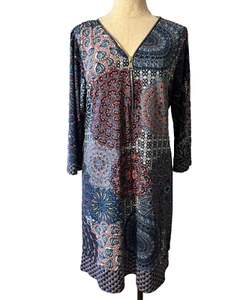 MSK Stretch Shift Dress XL Extra Large 3/4 Long Sleeve Stretch Washable - Picture 1 of 5