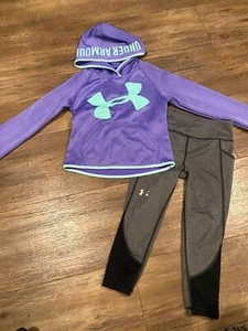 Under Armour Girls Lavendar Sweatshirt and Leggings Outfit sz 6/YXS - Picture 1 of 7