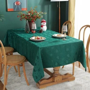 Christmas Tablecloth Rectangle Jacquard Table Cloth Spillproof and Wrinkle Re... - Picture 1 of 7