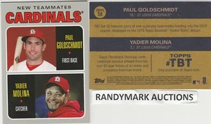 Yadier Molina Paul Goldschmidt CARDINALS TOPPS 2019 THROWBACK TEAMMATES TBT 58 - Picture 1 of 3