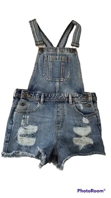 FOREVER 21 джинсовой ткани Jean комбинезон шорты размер 25 новый с ярлыком средний стирка искусственно состаренный  - Изображение 1 из 4