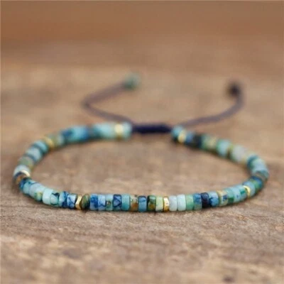 Natural Blue Line Jasper Stone Dainty Bracelet Blue Gemstone Minimalist Bracelet - Image 1 of 4