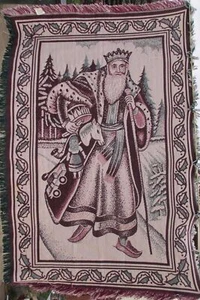  100% Cotton Throw 64 x42" Vintage Ltd Commodities Inc Saint Nick Santa Tapestry - Picture 1 of 9