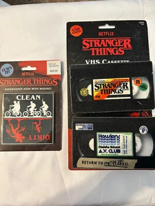 Stranger Things VHS Cassette Tapes Sponges - Dishwasher Sign Clean Dirty/Bag - Picture 1 of 3