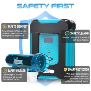 Sistema generador de cloro para piscina de agua salada clorador inteligente EC20 ≤ 55000 galones - Imagen 1 de 17