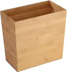 iDesign Rectangular Bamboo Waste Basket The Formbu Collection 10.5" 5.75" - Picture 1 of 6