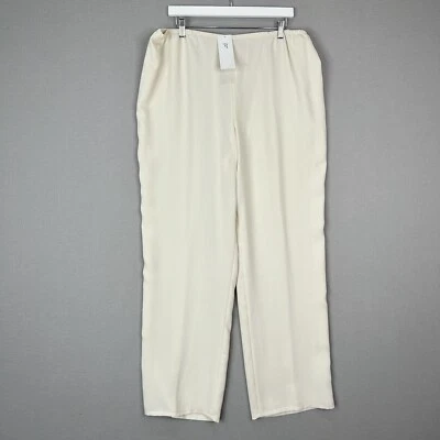 Caroline Rose Womens Pants 1X Beige Matte Crepe Pull-On Straight Trouser Work - Image 1 of 4