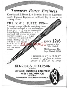 1925 Advert for Kenrick & Jefferson 'K & J' Fountain Pens Small Print Ad 743/113 - Picture 1 of 1
