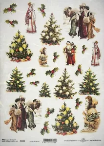 Papel de arroz para decoupage, hoja de álbum de recortes, árbol de Navidad artesanal - Imagen 1 de 1