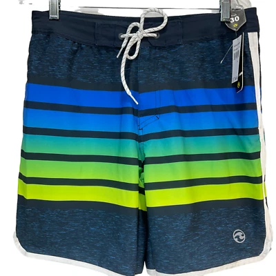 Ocean Current 短裤泳裤男式 30 码蓝色黄色板条纹全新无标签   — 第 1/4 张图片