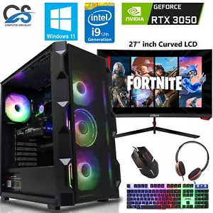 Fast Gaming PC Bundle 27''Curved i9-12900KF 32GB DDR5 8GB RTX 3050 1TB M.2 Win11 - Picture 1 of 15
