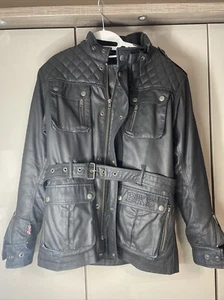 BKS Men's Waxed Cotton Motorcycle Jacket Size S (38) Black Hawker like Belstaff - Picture 1 of 24
