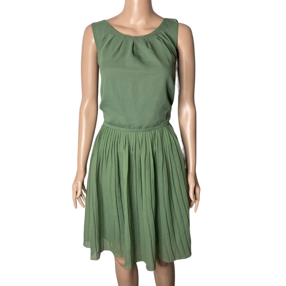 Vintage Esprit Dress Womens Size 12 Green Pleated - Image 1 of 4