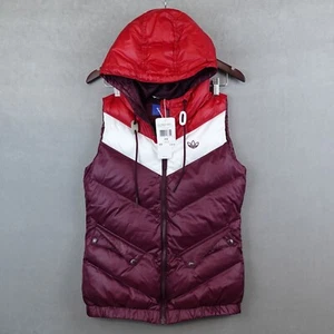 NWT Adidas Puffer Vest Colorado Women Size XS Retro Maroon Power Red Hooded Zip - Picture 1 of 8