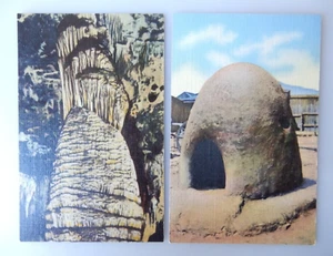 Two Unposted Linen New Mexico Postcards: Carlsbad Caverns + Adobe Oven c.1940s - Picture 1 of 7