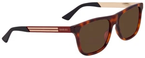 GUCCI GG0687S-004 Men's Retro Sunglasses Brown Havana Red Gold Black/Auburn 57mm - Picture 1 of 3