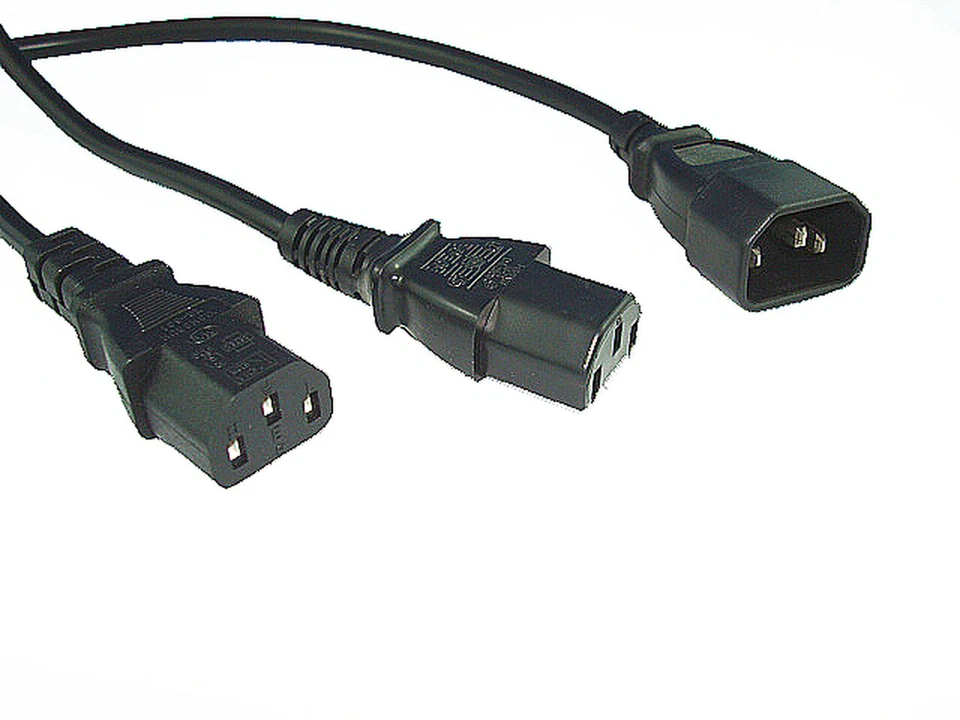 2m Y Splitter Power Cable Adapter IEC C14 to 2x IEC C13 Male to Female AU - image 1 of 1