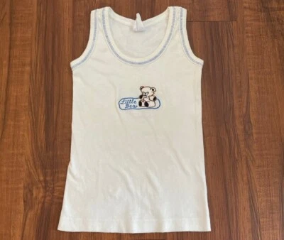 Linda camiseta sin mangas vintage de los 90 osito ruso bordada para niños pequeños talla 2 Foto 1 de 4