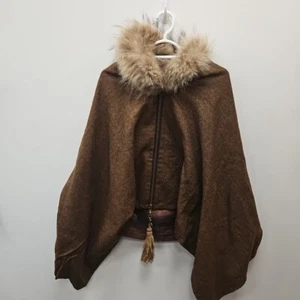 Holland Cooper HC Tweed Country Wool Cape Poncho Fur Collar And Tassel One Size - Picture 1 of 12