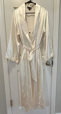 Jones New York Satin Ivory Full Length Nightgown And Robe Set Bridal Size Large - Image 1 of 4