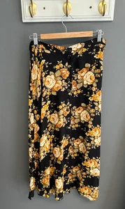 Falda midi grande vintage St. Marteen para mujer botón floral boho cottagecore años 90 - Imagen 1 de 8