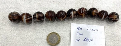 Perlen, Glas, BRAUN, wie Achat, 1,5 cm, rund. Hobbyauflösung - Bild 1 von 2