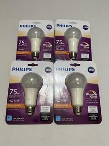 Brand New x4 Philips 75W Equivalent Frosted A21 Dimmable WarmGlow LED Light Bulb - Picture 1 of 2