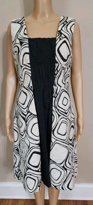 LIDA BADAY Women's Dress Sheath Size 12  Black White Jacquard Sleeveless Evening - Image 1 of 4