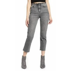 Topshop Women's Raw Waist Straight Leg Jeans in Black Wash 28W X 32L MSRP $80 - Picture 1 of 5