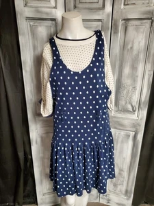 Vtg New Wave 80s 90s Hip Hop Dots Sleeveless Jumper Mini Dress SZ M 2 Piece - Picture 1 of 7
