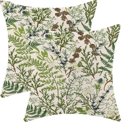 Juego de 2 fundas de almohada de primavera de 16x16 pulgadas de colección verde salvia flor silvestre planta Foto 1 de 4