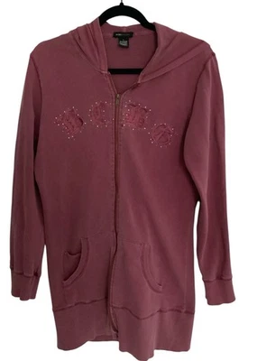 Sudadera con capucha larga vintage Y2K 2000s BCBG Max Azria Berry algodón cremallera talla L Foto 1 de 4