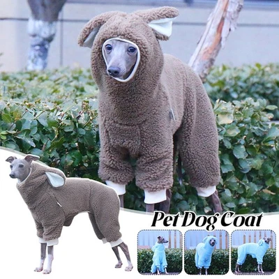Warmer Whippet Hund Haustier Hoodie mit Hasenohren Mütze vierbeiniger Fleece Overall - Bild 1 von 4