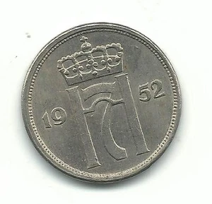 A VERY NICELY DETAILED HIGH GRADE 1952 NORWAY 10 ORE COIN-APR38 - Picture 1 of 2