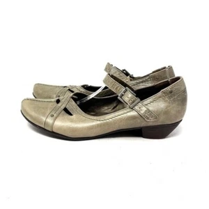 Fidji Taupe Leather Mary Janes 10.5/40.5 - Picture 1 of 8