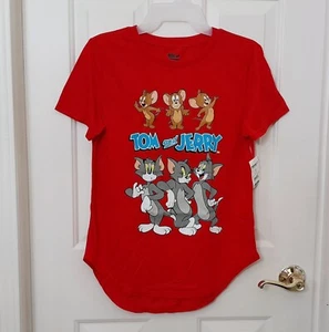 Tom and Jerry Shirt Juniors Size M (7-9) Retro Cartoon Top Graphic Tee T-shirt - Picture 1 of 13