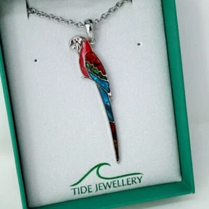 Macaw Parrot Red 50mm Paua Shell Necklace Pendant Abalone Tide Jewellery Gift - Picture 1 of 5