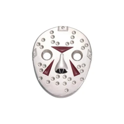 Máscara de hockey Jason Voorhees plateada prendedor insignia película de terror broche solapa joyería