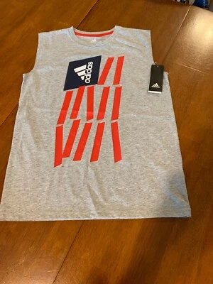 NEW Adidas Big Boys gray, navy, red tank, Large 14/16, Free Shipping - Image 1 of 3